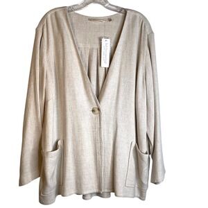 Soft Surroundings Nature Spirit Jacket Linen Blend Womens 2X Tan Lagenlook NEW